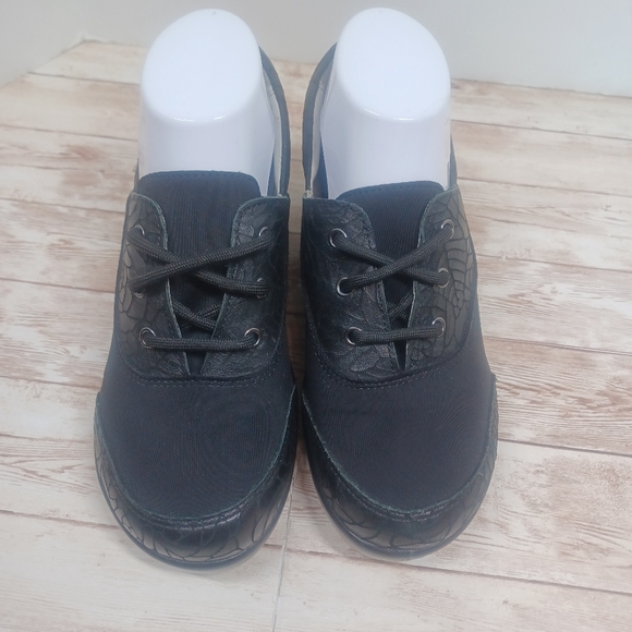 Alegria by PG Lite Slip Resistant Leather Black Lace Up Clog Heel Size 37 or 7 - Picture 7 of 14